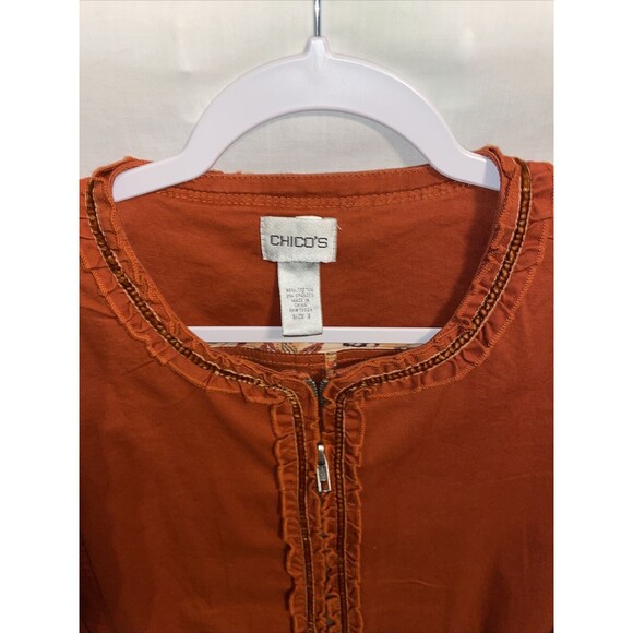 Chico’s Fashion Shacket Women’s Size 3 U.S. XL Orange Full Zip Long Sleeve - Picture 3 of 12